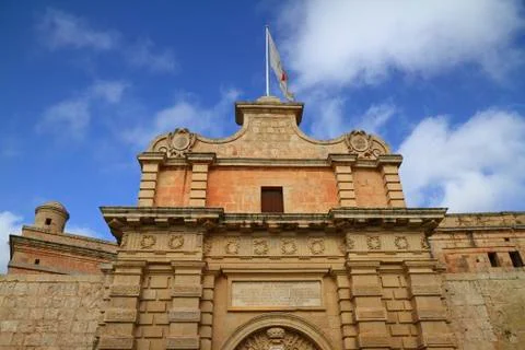 The Main Gate of Mdina, Malta Stock Photos