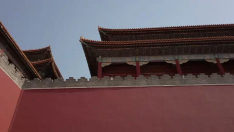 The main gate - Meridian Gate of Forbidden City in pan shot,Beijing,China Stock Footage 132304996
