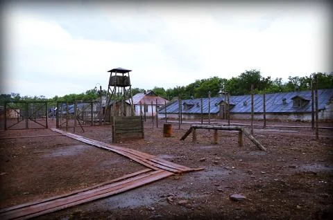 Main gates of the concentration camp Foto stock
