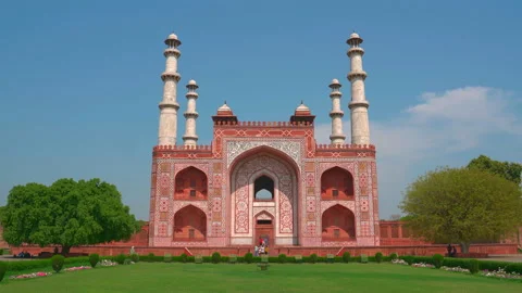 Main Gateway of Akbar the Great Mausoleum in Sikandra Stock Footage 333554485