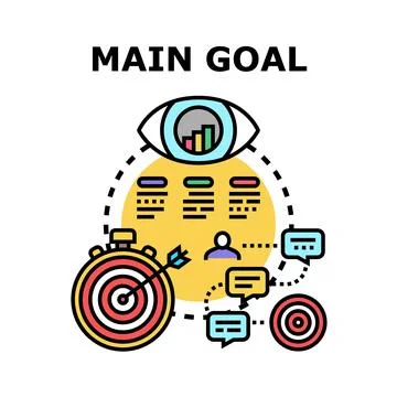 Main goal achieving process diagram and strategy concept Stock Illustration