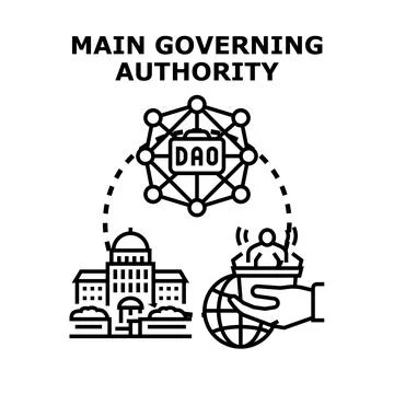 Main governing authority decentralized autonomous organization concept Stock Illustration