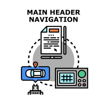 Main header digital navigation system concept diagram イラスト素材