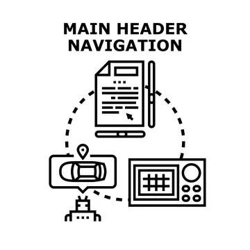 Main header digital navigation system concept diagram Stock Illustration