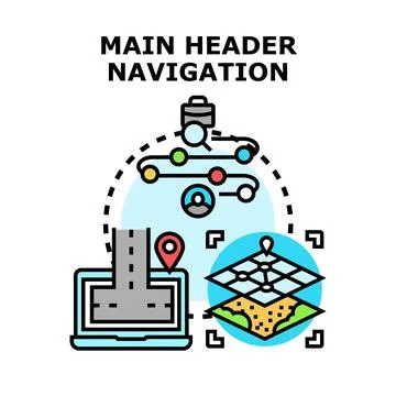 Main header navigation web page structure concept Stock Illustration