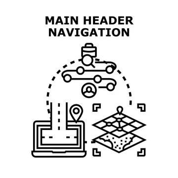 Main header navigation web page structure concept Stock Illustration