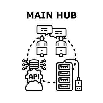 Main hub concept for digital service connectivity イラスト素材
