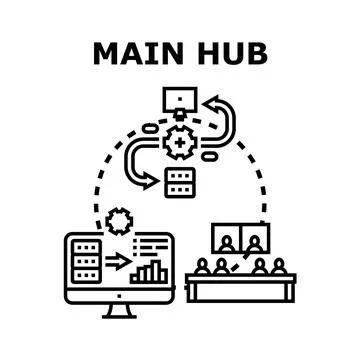 Main hub connecting data and business team workflow イラスト素材