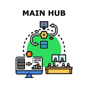 Main hub connecting data and business team workflow イラスト素材