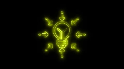 Main Idea Outline Icon in HD Video Neon Animation  Creativity and Brainstor Видео 304374792
