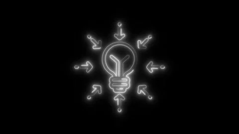 Main Idea Outline Icon in HD Video Neon Animation  Creativity and Brainstor Vídeo Stock 304374795