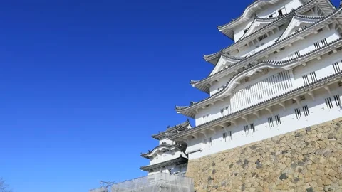 The main keep of historic White Castle in Himeji of Japan, 4k. Stock Footage 136133243