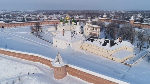 Main landmarks of the Savior Euthymius monastery in Suzdal, Russia Stock Footage 101092789