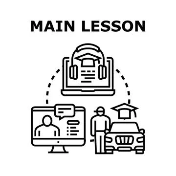 Main lesson concept with online education and driving school metaphor Stock Illustration