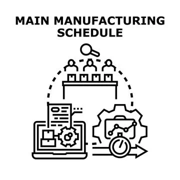 Main manufacturing schedule planning and production management Stock-Illustration