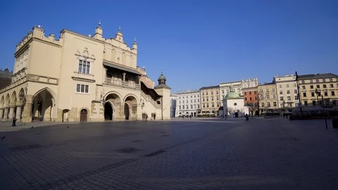 Main Market Square in Krakow. An empty square Stock Footage 126560296