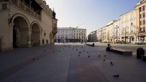 Main Market Square in Krakow. An empty square Video stock 126560781