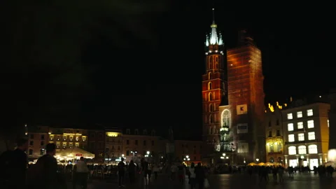 Main Market Square view, Krakow Vídeo Stock 338324747