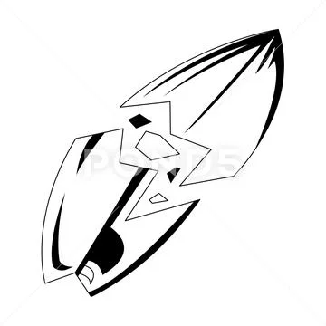 Main means of movement on the waves servantist. A broken surfer board. Stock Illustration