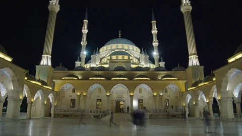 Main mosque of the Chechen Republic - Heart of Chechnya. Timelaps. Video stock 129133192