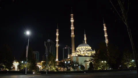 Main mosque of the Chechen Republic - Heart of Chechnya. Video stock 129140282
