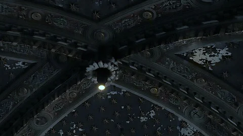 Main nave and rose window of the Duomo of Siena in 4k Stock Footage 101540667