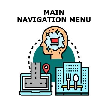 Main navigation menu concept for digital user experience Stock Illustration