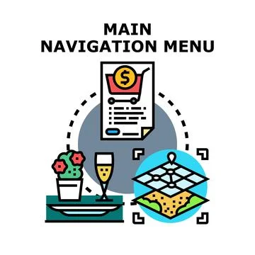 Main navigation menu concept with user interface elements イラスト素材