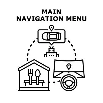 Main navigation menu concept vector illustration Stock Illustration