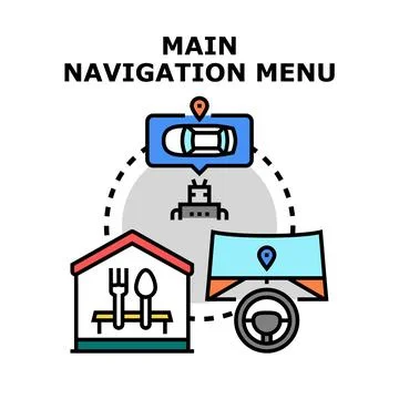 Main navigation menu concept vector illustration Illustrazione stock