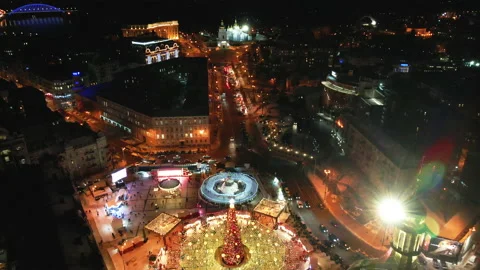 The main New Year tree of Ukraine. Ukraine. Kiev. Stock Footage 167799879