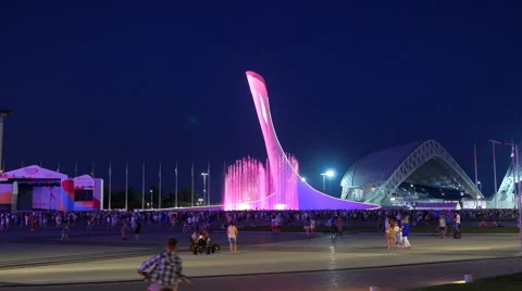 The main Olympic torch, Night. Sochi, Russia. 4K Stock Footage 53314071