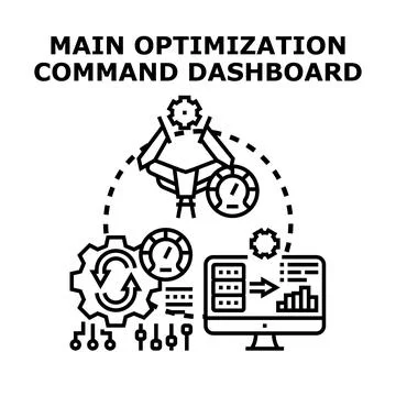 Main optimization command dashboard managing data processing 스톡 일러스트