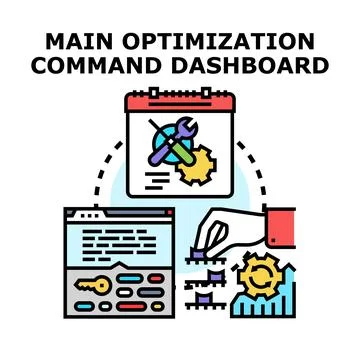 Main optimization command dashboard managing online data Stock Illustration