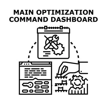 Main optimization command dashboard managing online data Stock Illustration