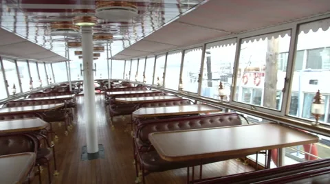 Main passenger hall in old ferry  Stock Footage 43317739