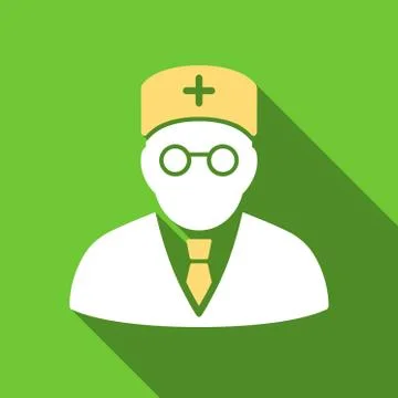 Main Physician Flat Long Shadow Square Icon Stock Illustration