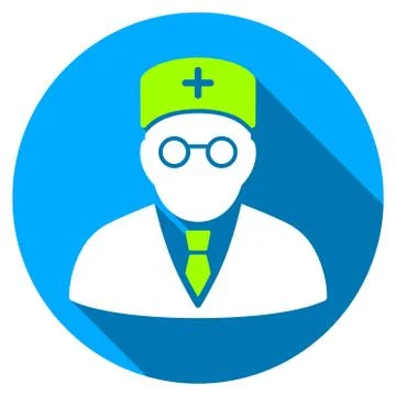 Main Physician Flat Round Icon with Long Shadow Illustrazione stock