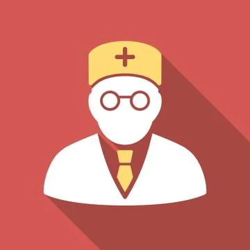 Main Physician Flat Square Icon with Long Shadow Illustrazione stock