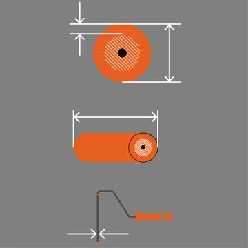Main pieces of a roller Stock Illustration