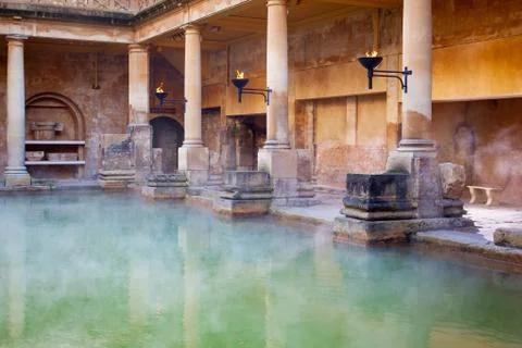 Main pool in the roman baths in bath, uk Stock Photos