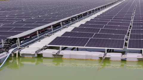 The main power cable installed with flexible cable conduit to Floating Sola.. Stock Footage 329599847