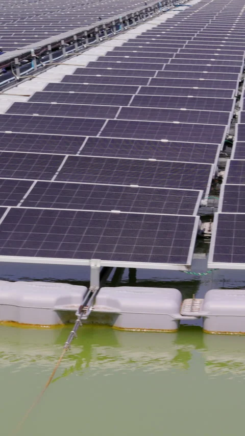 The main power cable installed with flexible cable conduit to Floating Sola.. Stock Footage 329599864