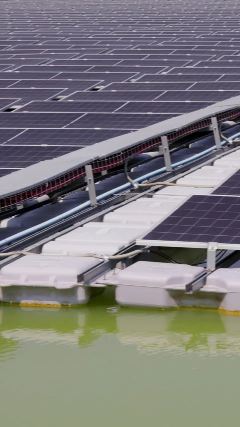 The main power cable installed with flexible cable conduit to Floating Sola.. Stock Footage 331578485