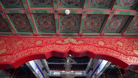 Main prayer hall in Niujie Mosque located in Beijing, China. Stock Footage 76065853