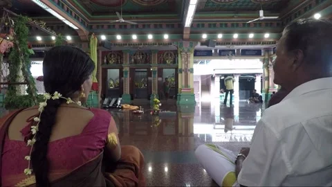 The main prayer hall, Sri Maha Mariamman Temple, Kuala Lumpur, Malaysia Stock Footage 151006572