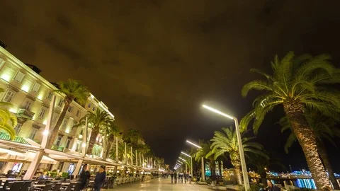 Main promenade in Split by night Video stock 69821927