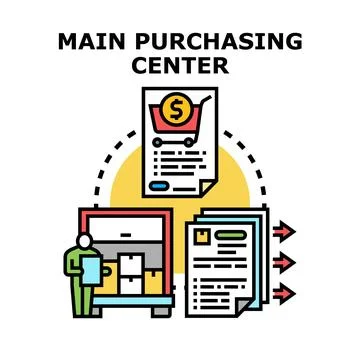 Main purchasing center managing supply chain process Illustration