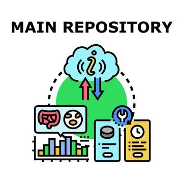 Main repository storing and analyzing digital data Stock Illustration