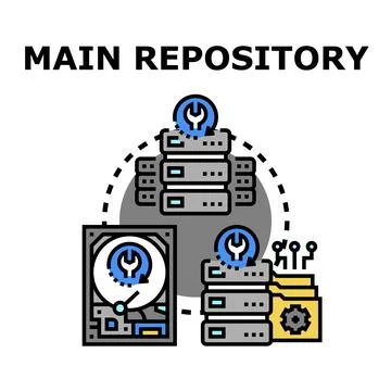 Main repository storing digital information on servers 스톡 일러스트